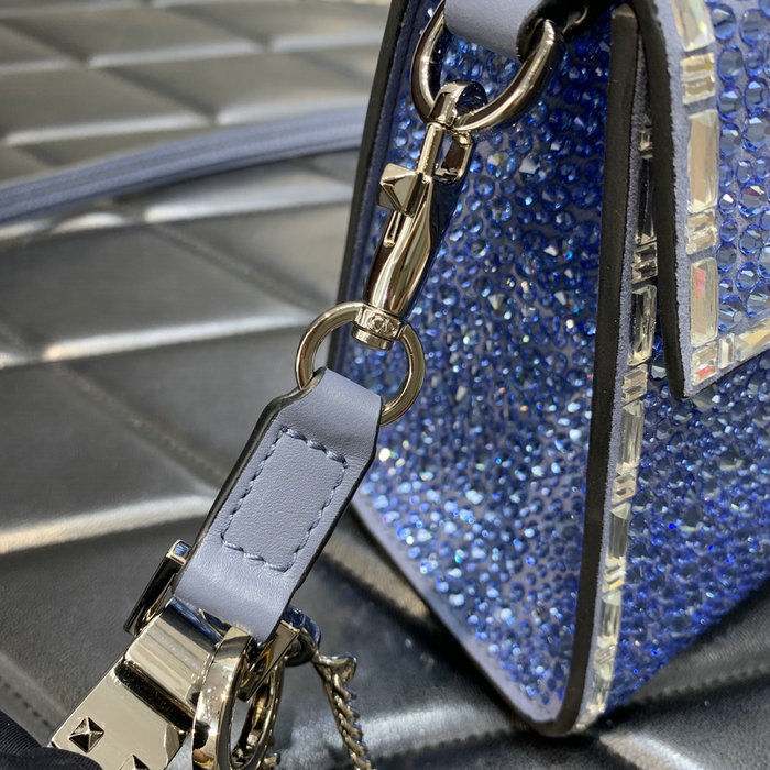 Valentino Mini Vsling Handbag With Rhinestones Blue V0097