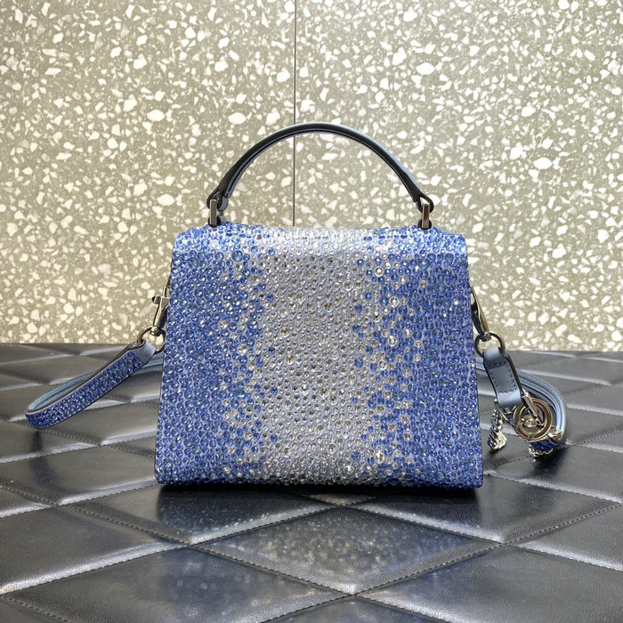 Valentino Mini Vsling Handbag With Rhinestones Blue V0098