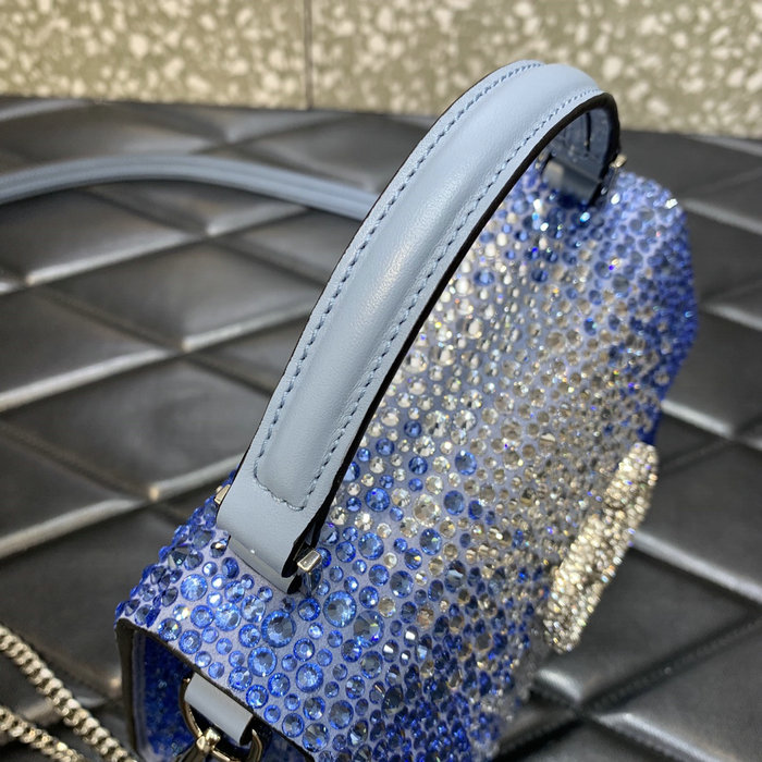 Valentino Mini Vsling Handbag With Rhinestones Blue V0098