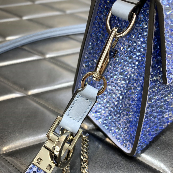 Valentino Mini Vsling Handbag With Rhinestones Blue V0098