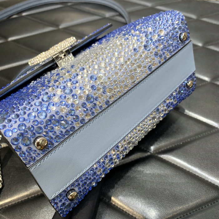 Valentino Mini Vsling Handbag With Rhinestones Blue V0098