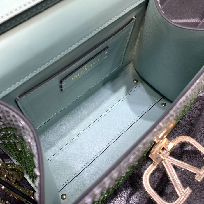 Valentino Mini Vsling Handbag With Rhinestones Green V0098