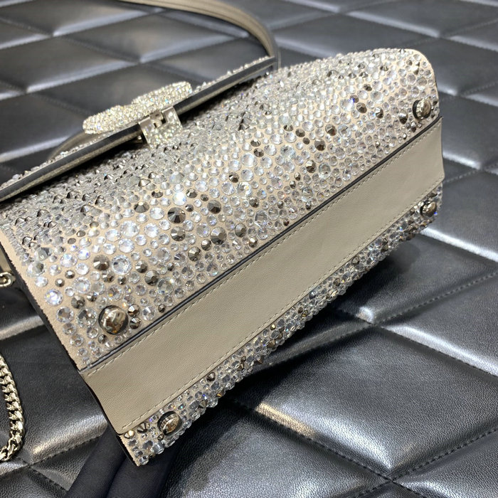 Valentino Mini Vsling Handbag With Rhinestones Grey V0097