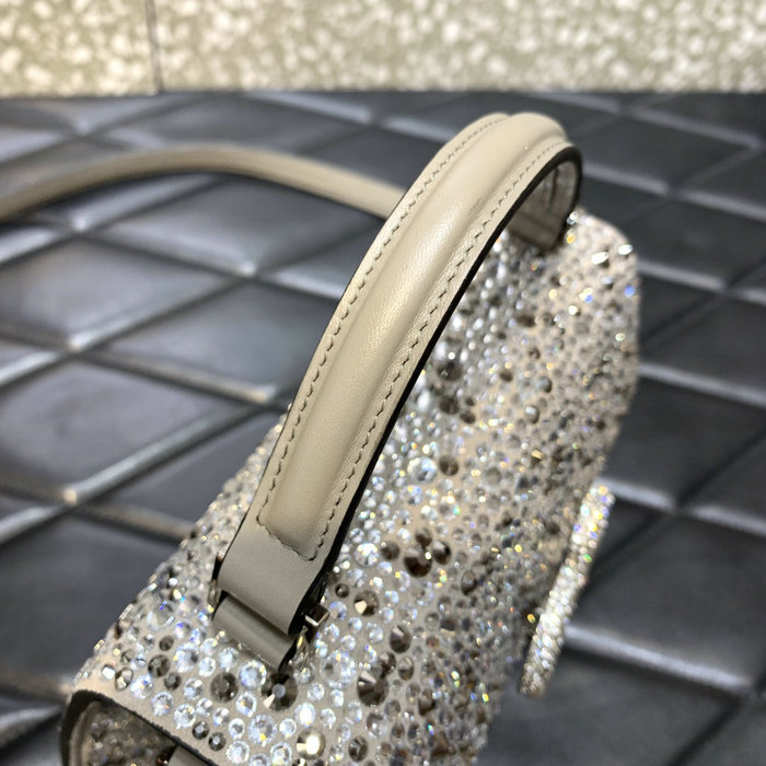 Valentino Mini Vsling Handbag With Rhinestones Grey V0097