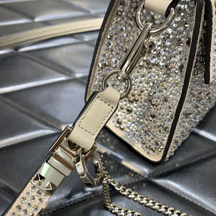 Valentino Mini Vsling Handbag With Rhinestones Grey V0097