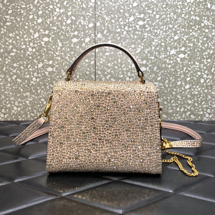 Valentino Mini Vsling Handbag With Rhinestones Pink V0097