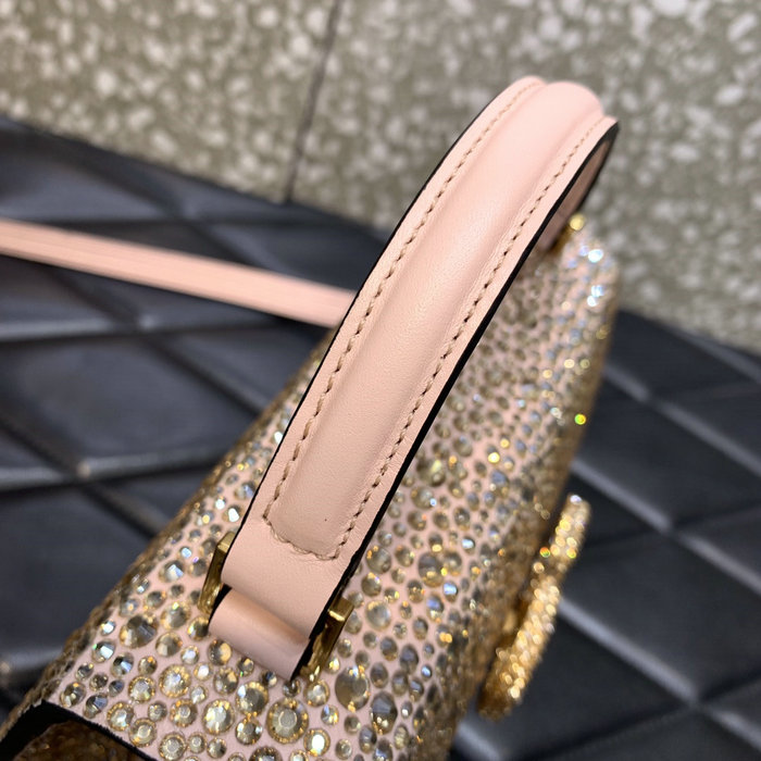 Valentino Mini Vsling Handbag With Rhinestones Pink V0097