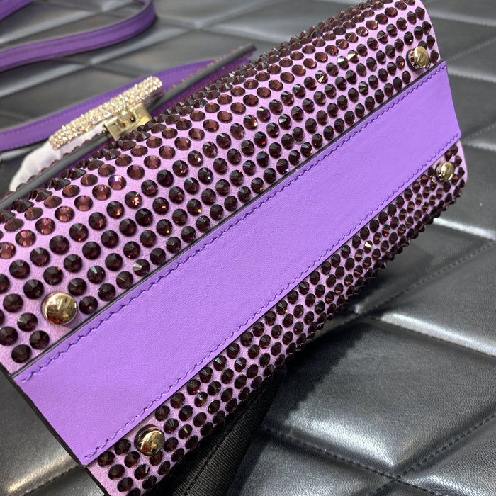 Valentino Mini Vsling Handbag With Rhinestones Purple V0097