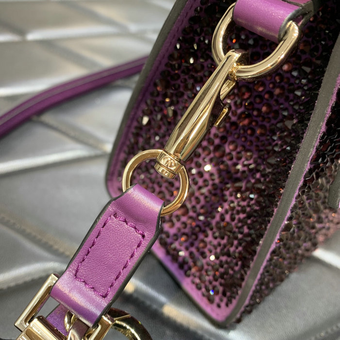 Valentino Mini Vsling Handbag With Rhinestones Purple V0098