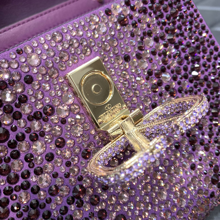 Valentino Mini Vsling Handbag With Rhinestones Purple V0098