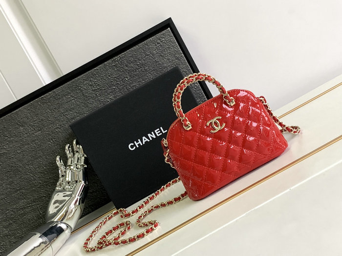 Chanel Patent Calfskin Clutch with Chain Red AP3354