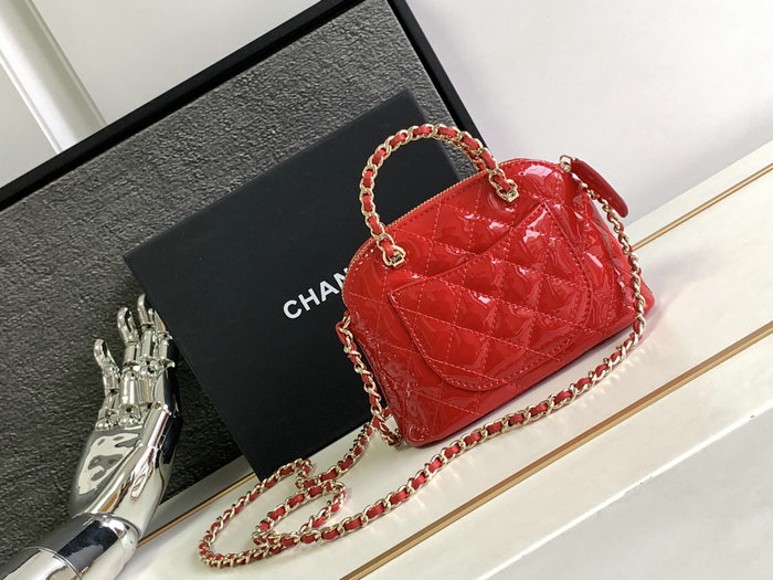 Chanel Patent Calfskin Clutch with Chain Red AP3354