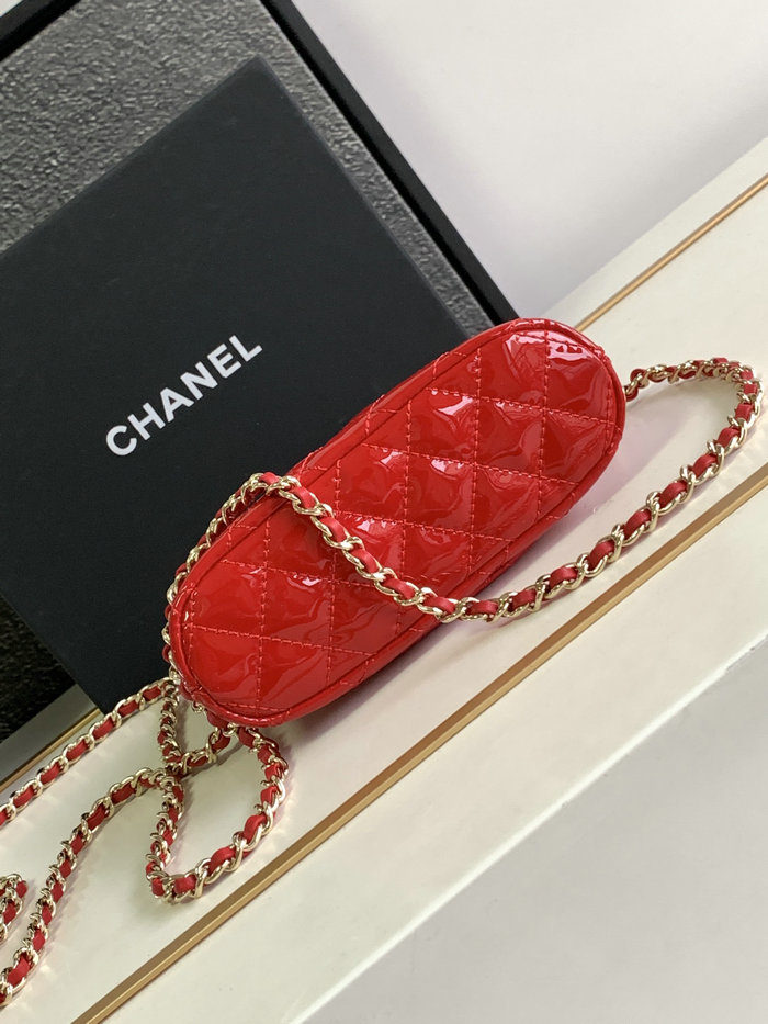 Chanel Patent Calfskin Clutch with Chain Red AP3354