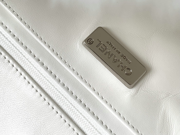 Classic Chanel Wool Medium Flap Bag White AS6868