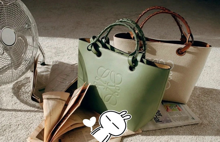 LOEWE Small Anagram Smooth Leather Tote bag Green L62186