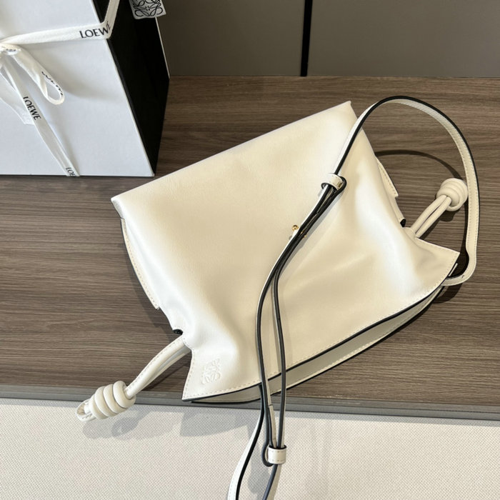 Loewe Flamenco Knot Small Bucket Bag White L10855