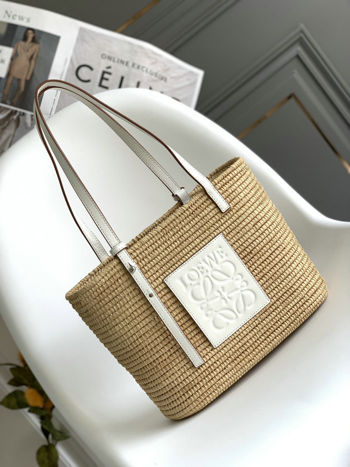 Loewe Small Raffia Basket Bag White L10112