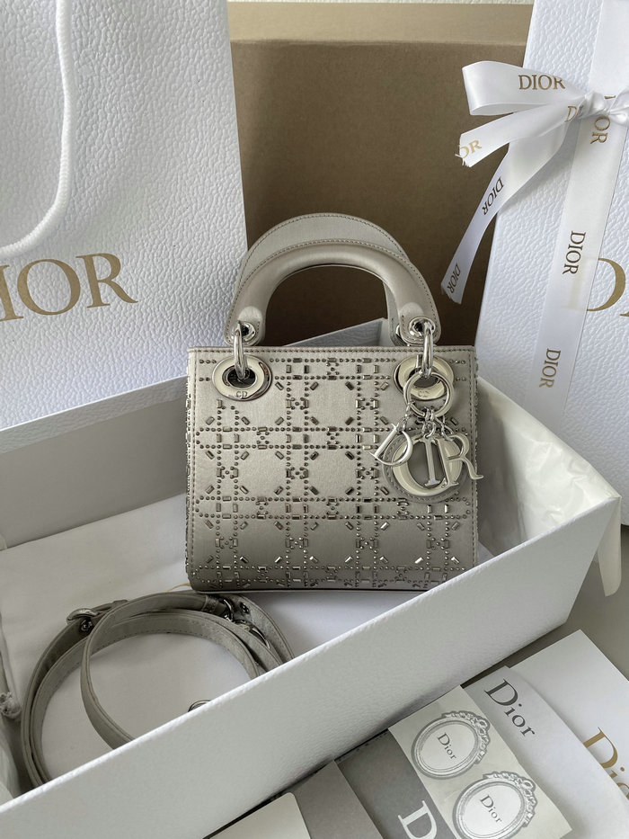 MINI LADY DIOR Satin BAG Grey D3330