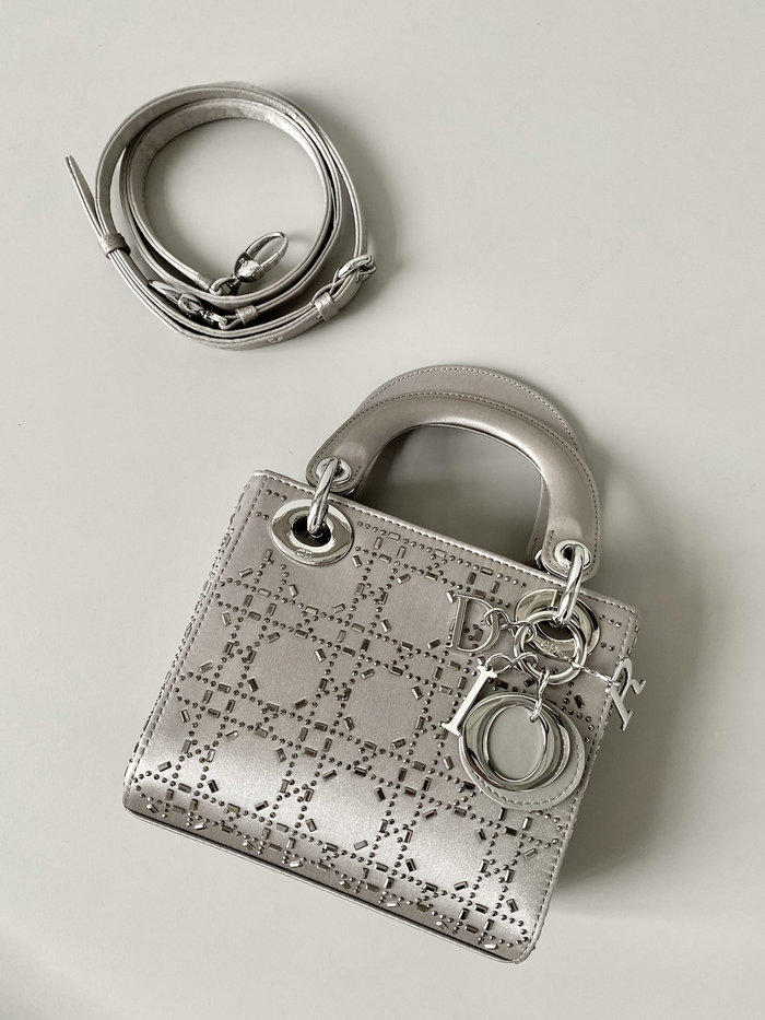 MINI LADY DIOR Satin BAG Grey D3330