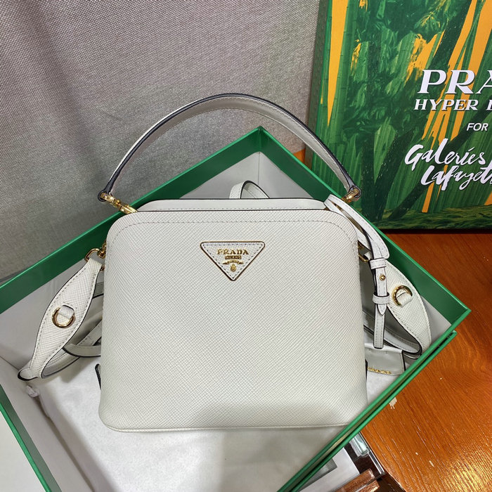 Prada Matinee small Saffiano leather bag White 1BA286