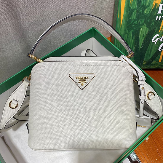 Prada Matinee small Saffiano leather bag White 1BA286