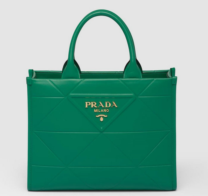 Small leather Prada Symbole bag Green 1BA379