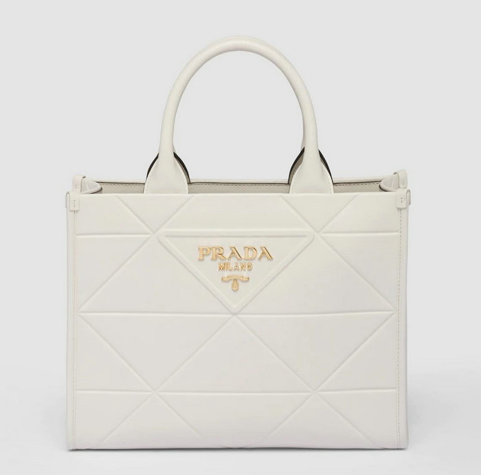 Small leather Prada Symbole bag White 1BA379