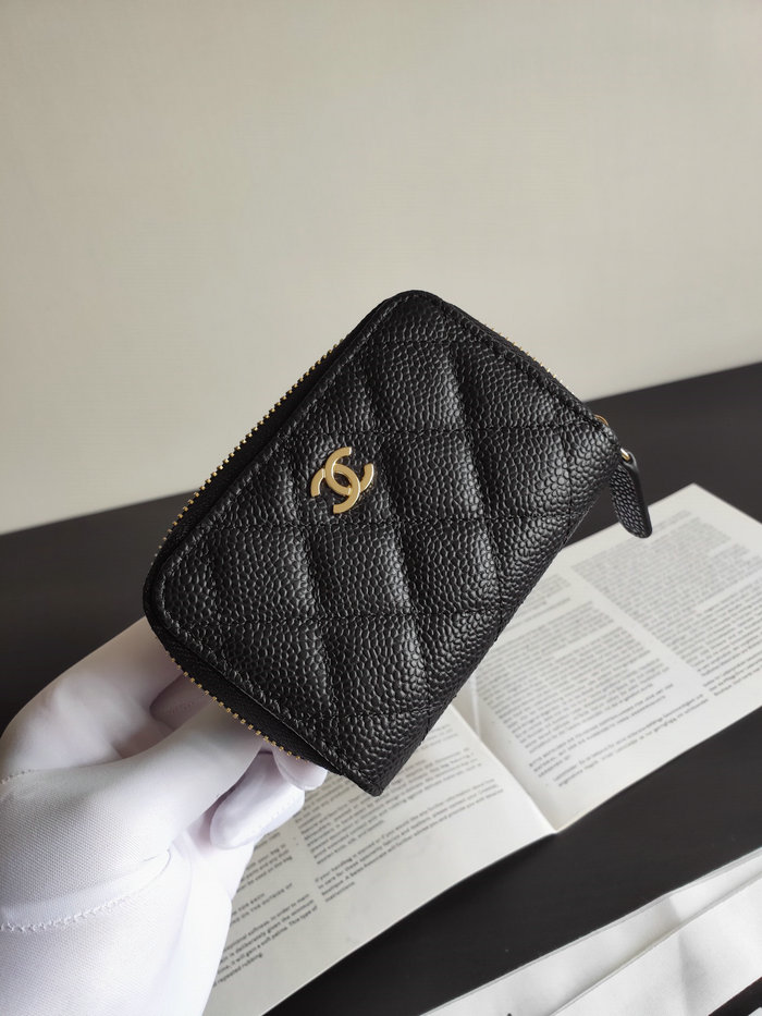 Chanel Caviar Zippy Coin Purse Black with Gold A84511