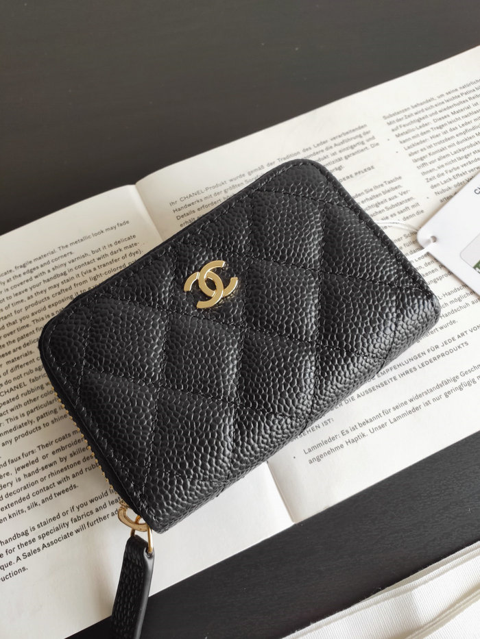 Chanel Caviar Zippy Coin Purse Black with Gold A84511