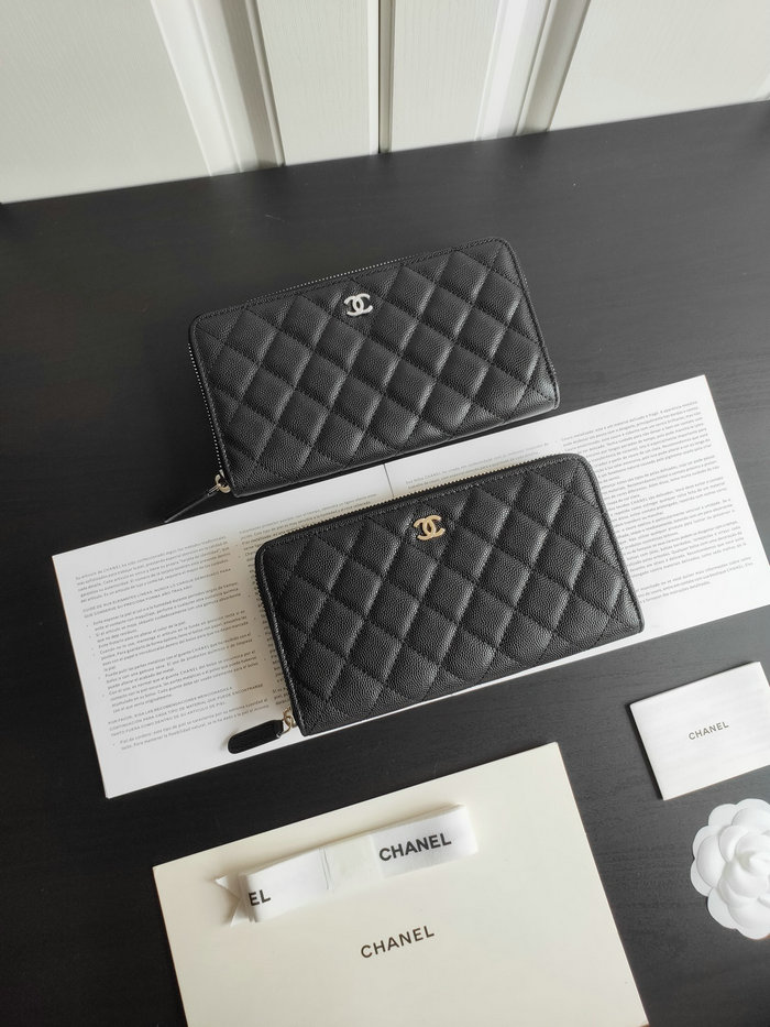 Chanel Grained Calfskin Classic Long Zipped Wallet AP0242