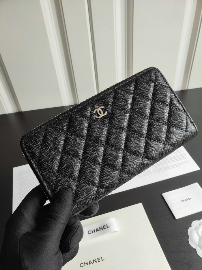 Chanel Grained Calfskin Classic Long Zipped Wallet AP0242