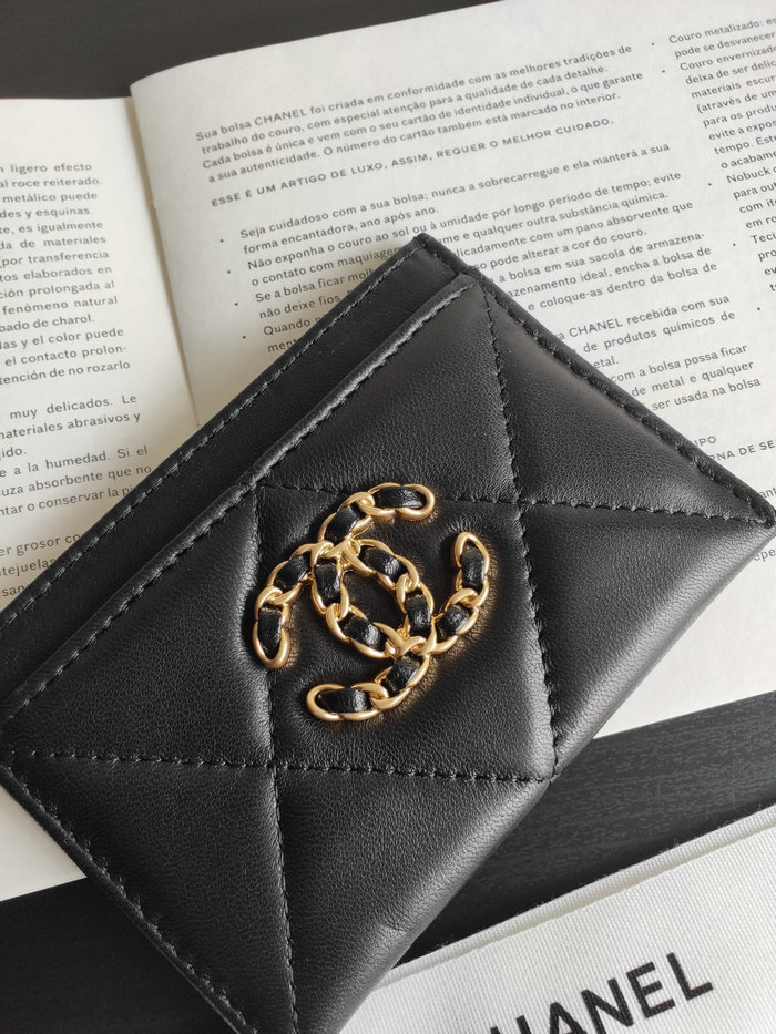 Chanel Lambskin Card Holder Black AP1167