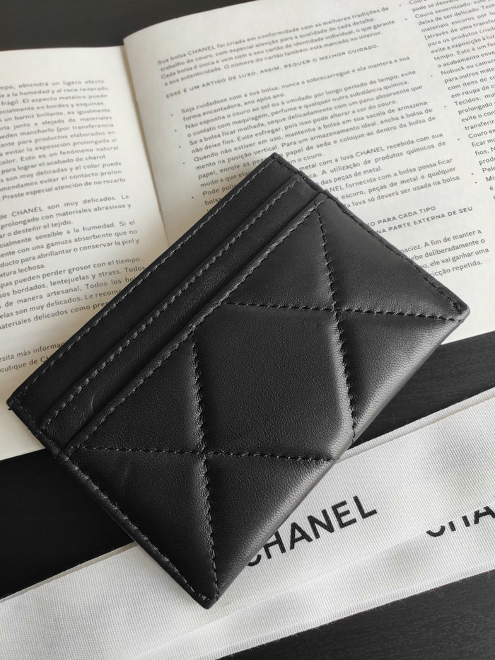 Chanel Lambskin Card Holder Black AP1167