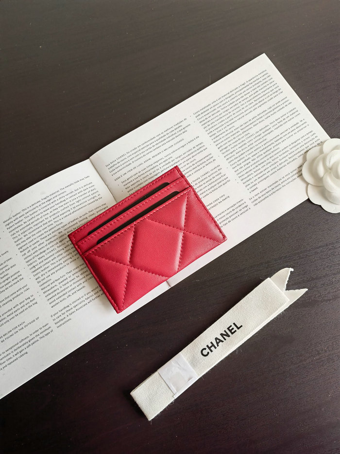 Chanel Lambskin Card Holder Red AP1167