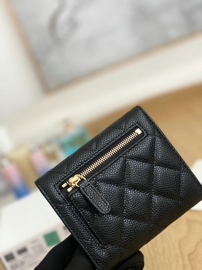 Chanel Small wallet Black with Gold AP81528