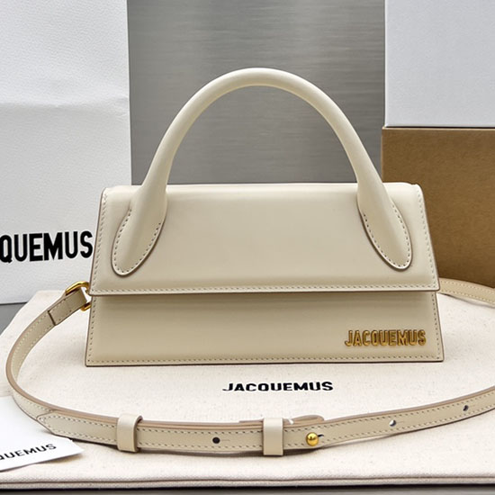 Jacquemus Calfskin Le Chiquito Long Handbag Off-white J2053