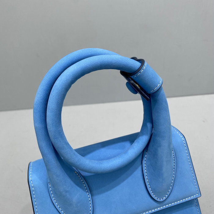 Jacquemus Suede Le Chiquito Noeud Coiled Handbag Blue J2023