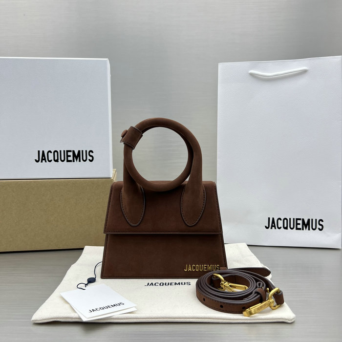 Jacquemus Suede Le Chiquito Noeud Coiled Handbag Brown J2023