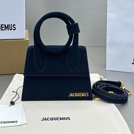 Jacquemus Suede Le Chiquito Noeud Coiled Handbag Navy J2023