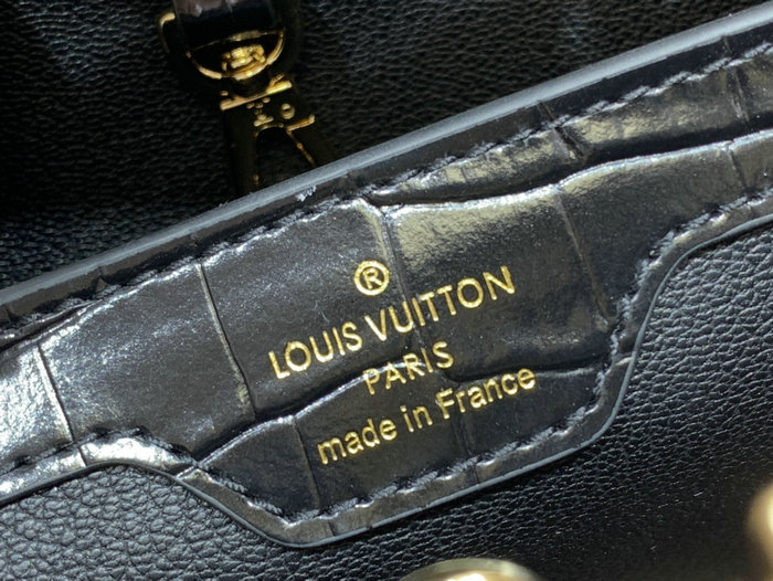 Louis Vuitton Embossed Crocodile Capucines BB Black with Gold N48865