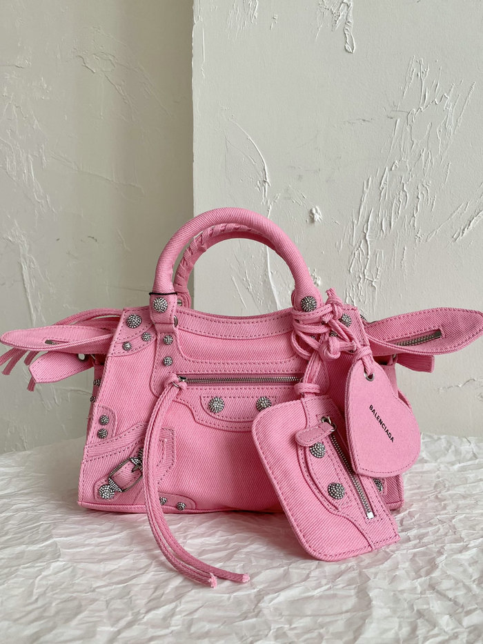 Balenciaga Denim Neo Classic City XS Tote Bag Pink B700940