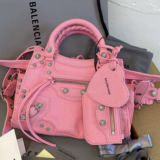 Balenciaga Denim Neo Classic City XS Tote Bag Pink B700940