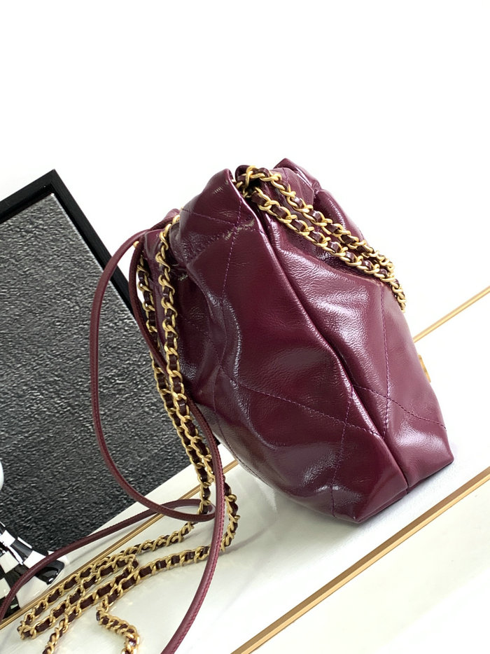 Chanel 22 Mini Handbag Burgundy AS3980