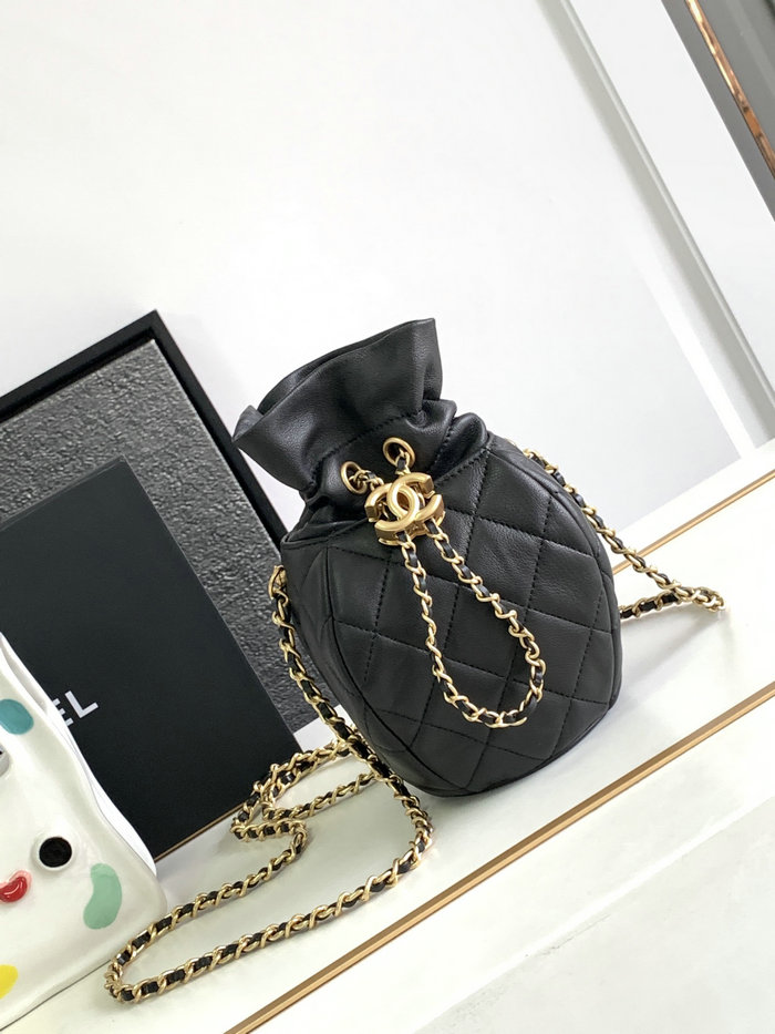 Chanel Lambskin Shoulder Bag Black AS2323