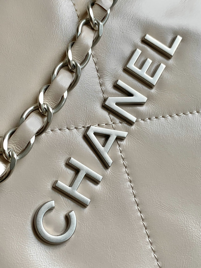 Chanel Shiny Calfskin Handbag Beige AS3261