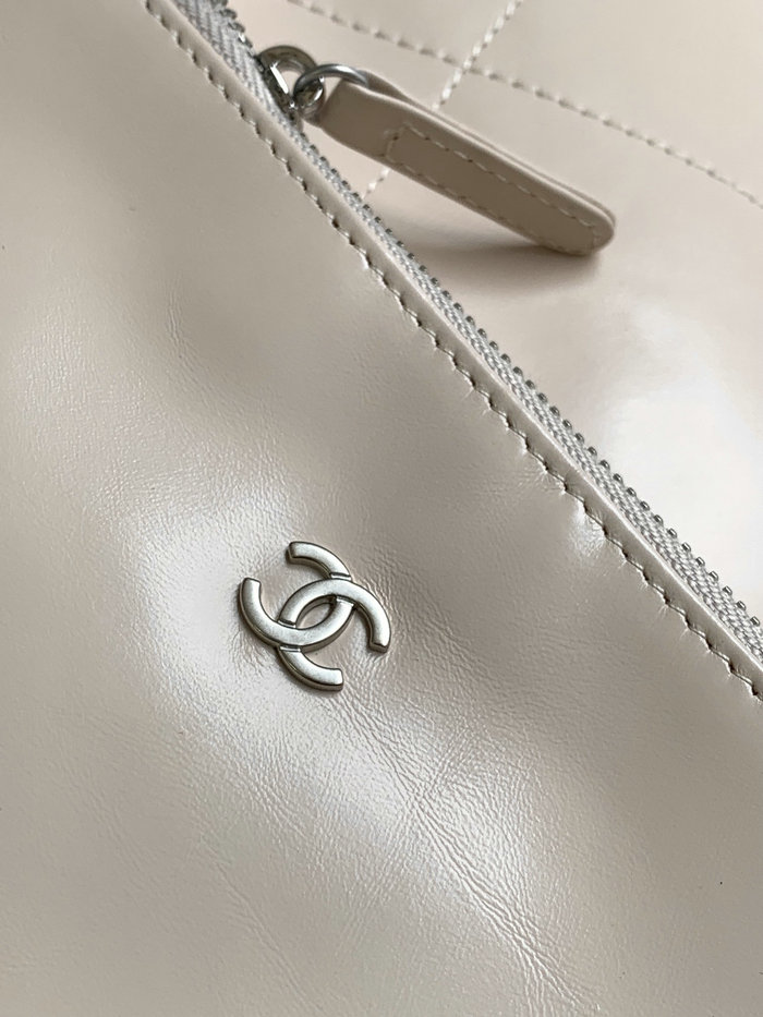 Chanel Shiny Calfskin Handbag Beige AS3261