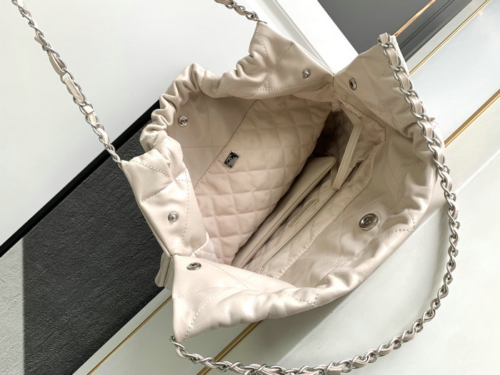 Chanel Shiny Calfskin Small Handbag Beige AS3260