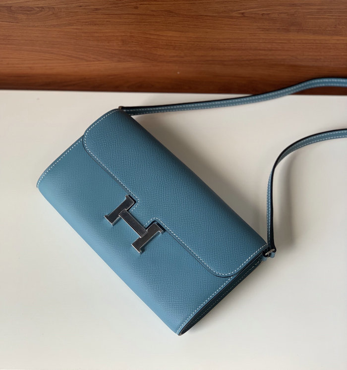 Hermes Constance Long To Go Wallet Blue Jean HCG201