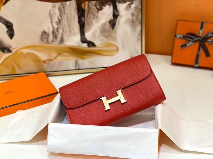 Hermes Constance Long To Go Wallet Red HCG201