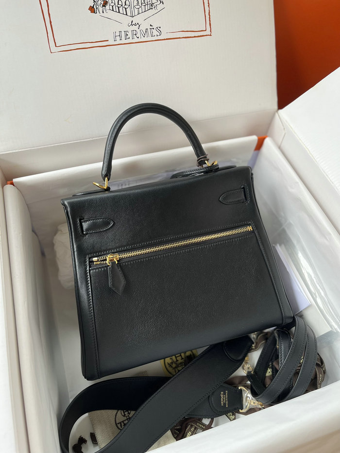 Hermes Swift Leather Kelly Lakis Bag Black KL2832